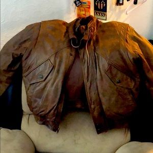 Vintage leather bomber jacket